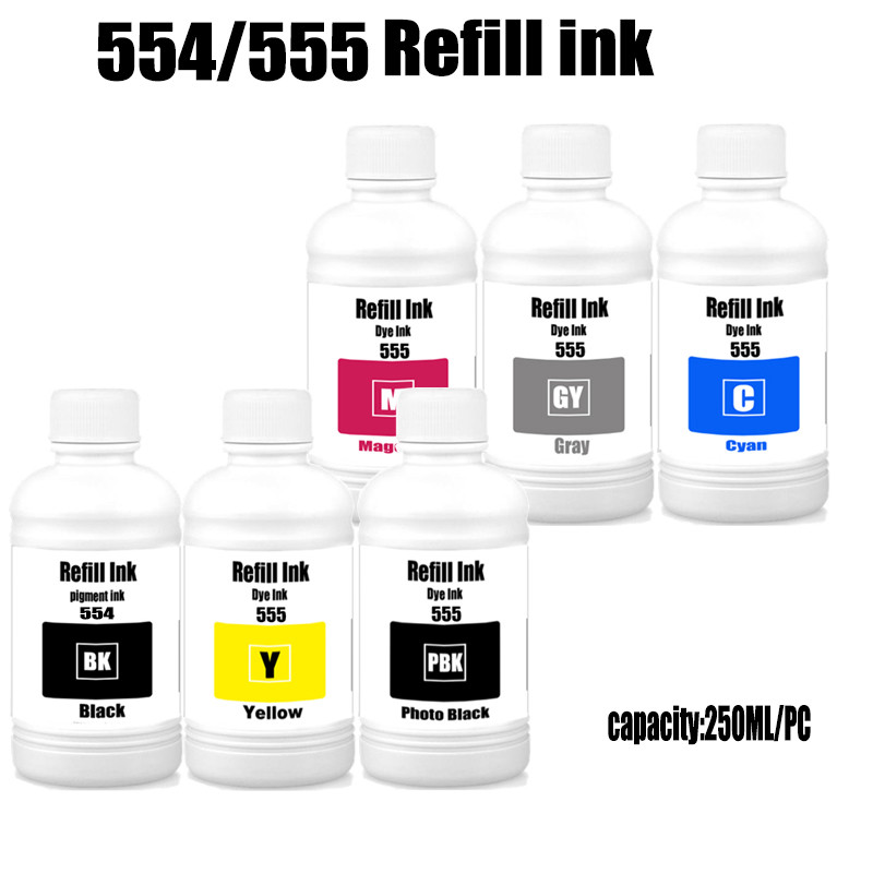 Compatible Epson 555 554 Refill Dye Ink Kit For Epson EcoTank L8160 L8168 L8180 ET8500 ET8550 EWM973