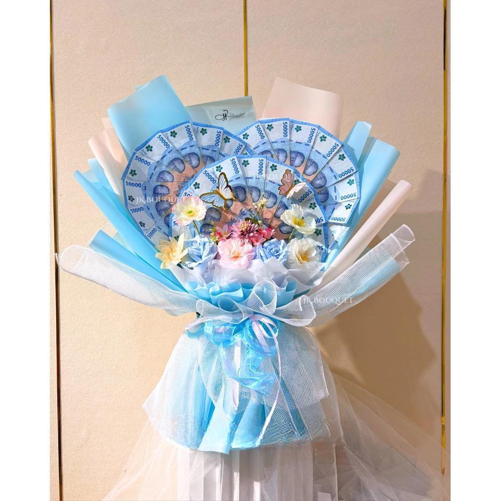 [hello.missflorist] [BISA KIRIM HARI INI] BU / Windblow Money Bouquet pecahan 30 lembar / buket uang