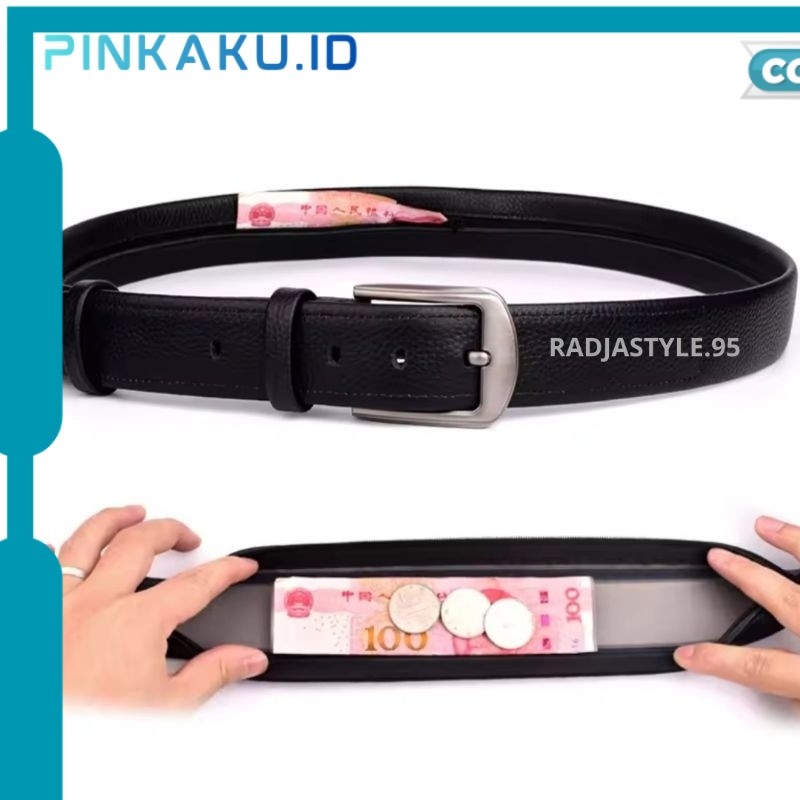 SABUK KULIT gesper anti gores model cantol ada Resleting fashion pria kasual [SF] A104 READY STOCK T