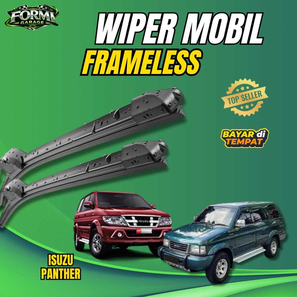 Wiper Kaca Depan Mobil Isuzu Panther Frameless Blade - Karet Premium (Sepasang)