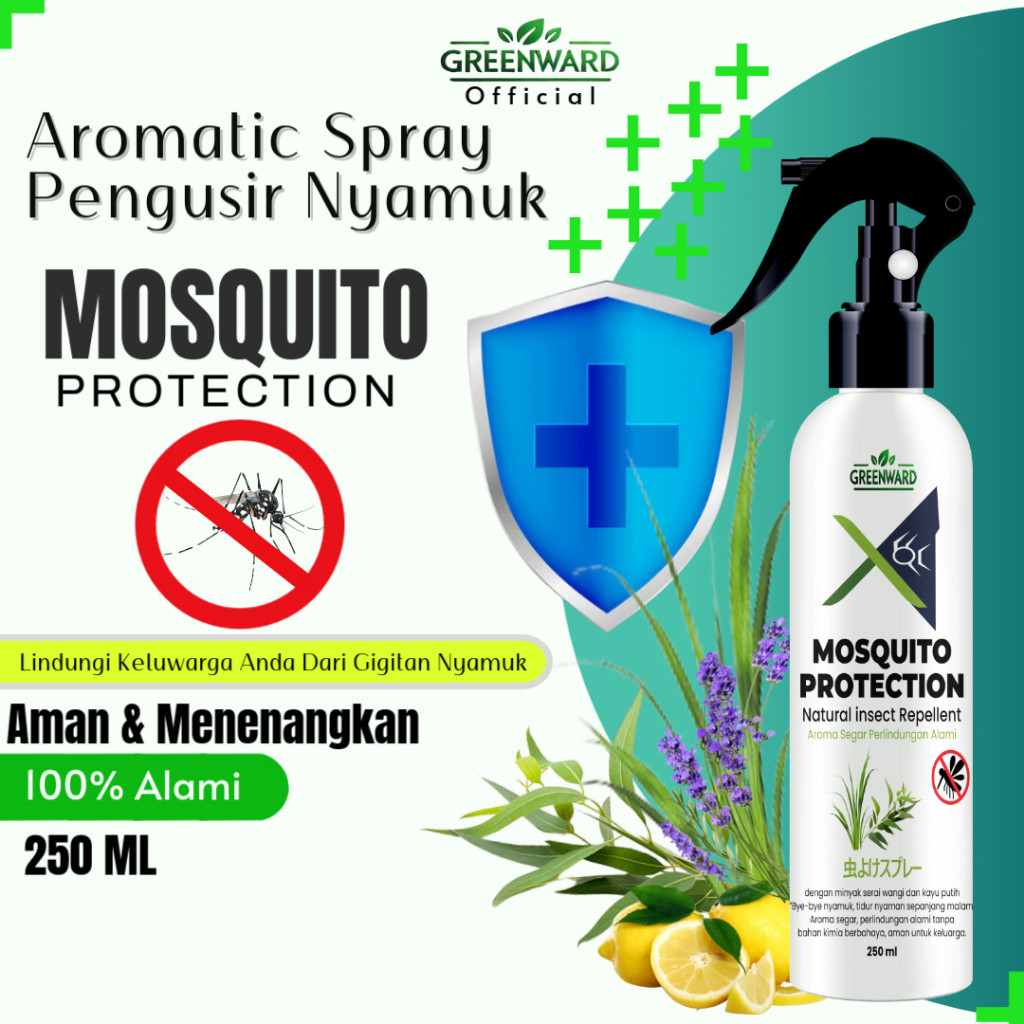 GREENWARD Semprotan Pengusir Nyamuk Alami Ampuh – Obat Nyamuk Semprot Herbal Anti Nyamuk & Serangga