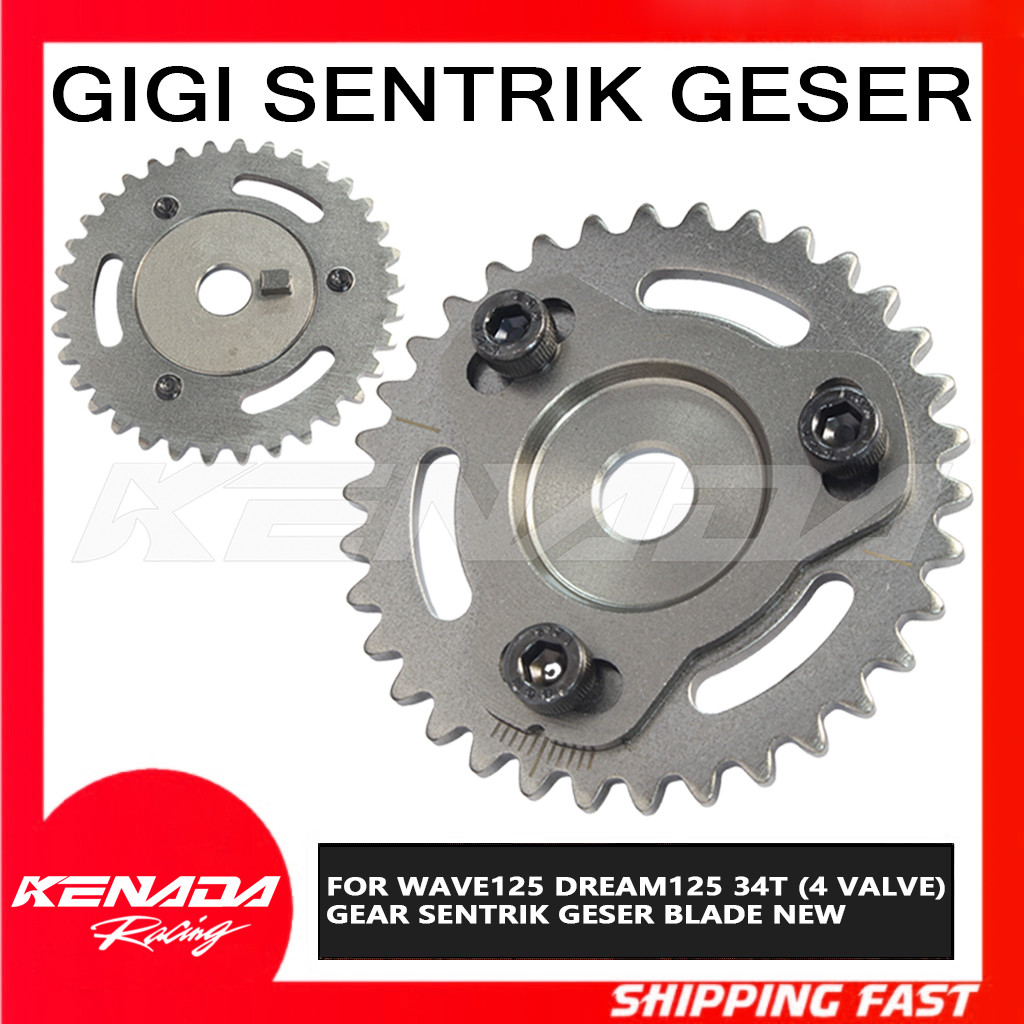 KENADA RACING GIGI Motorcycle TIMING SENTRIK GESER WAVE125 DREAM125 34T(4 VALVE))GEAR SENTRIK GESER 