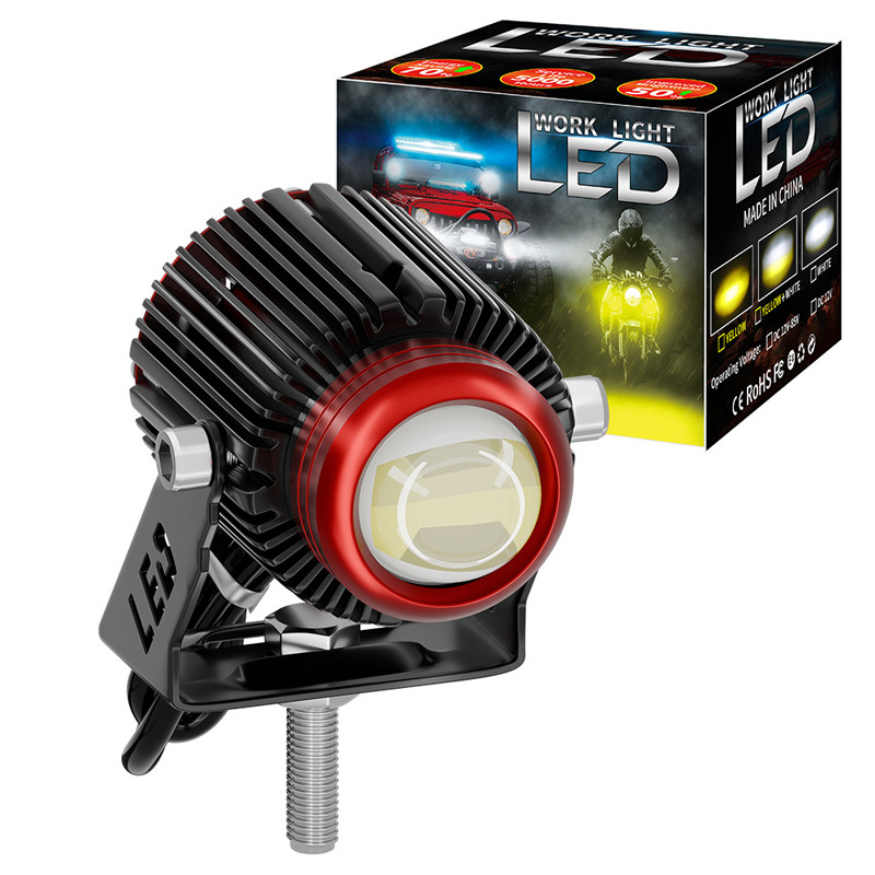 Motorcycle LED spotlight headlight Dual Color Waterproof Mini Driving Light fog lamp Motorcycle Acce