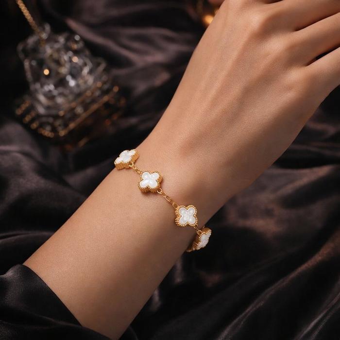 Accesoris Perhiasan Wanita Gelang Titanium Putih Kramik - Gold