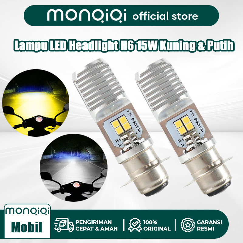 Monqiqi LED Lampu Depan H6 Laser Motor Lampu Led Super Terang Kuning Putih 12V 15W Universal Motor /