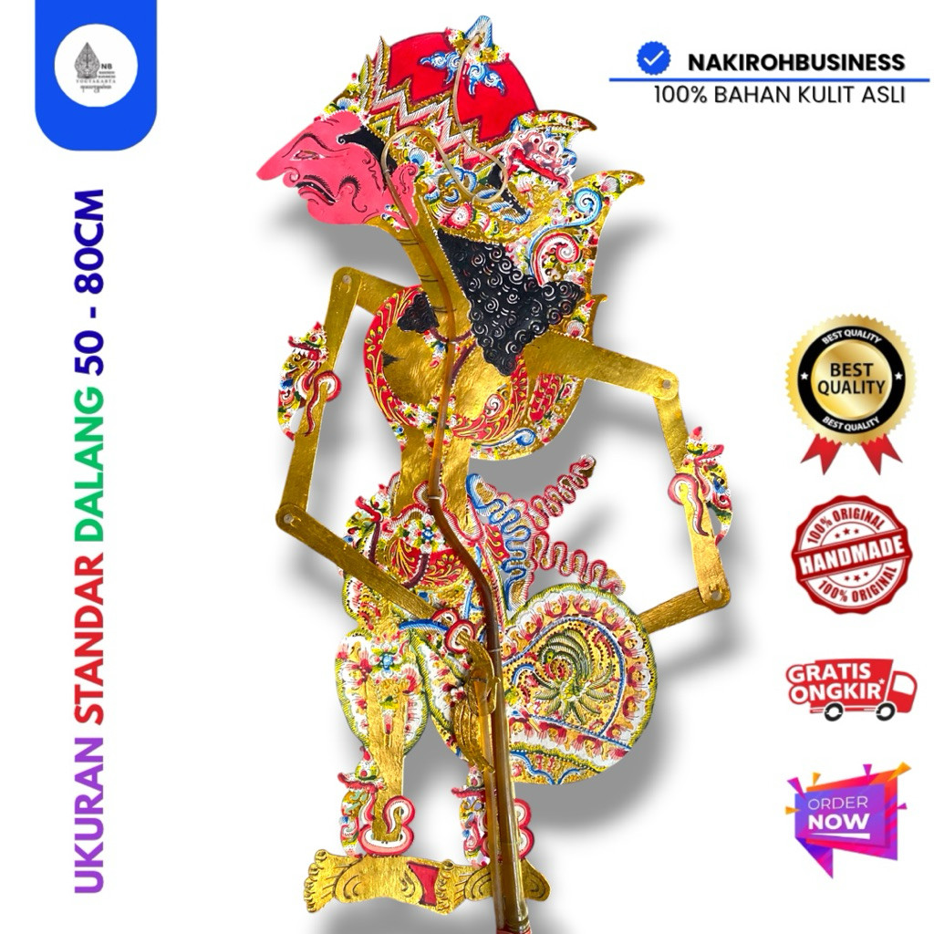 NAKIROHBUSINESS Wayang Kulit Kerbau Prabu Karno Ukuran 60cm Asli Kualitas Alusan Super Premium Berga