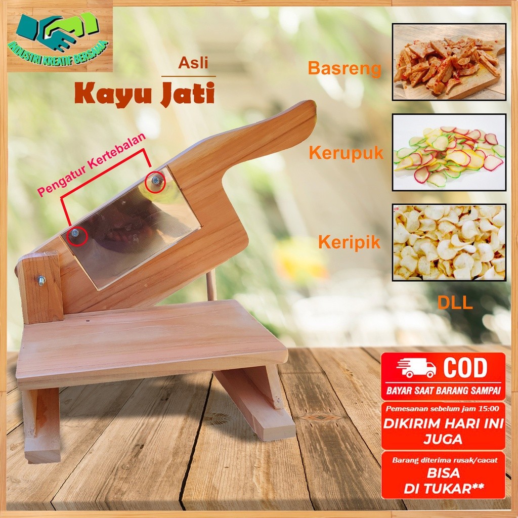 Bahan Kayu Jati Alat ukuran Sedang mesin pengiris pemotong perajang kerupuk singkong opak mentah bas