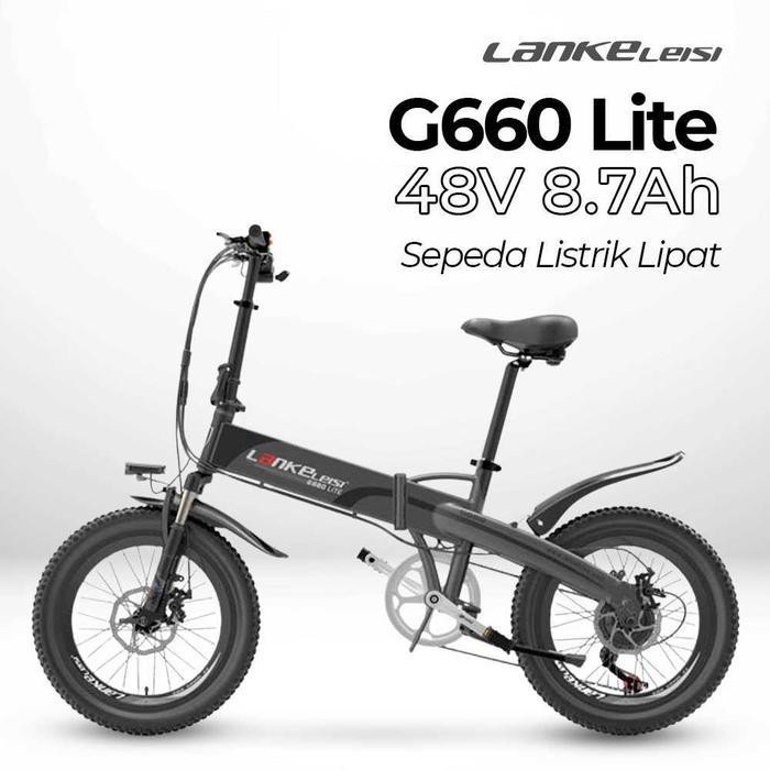 PROMO BIG SALE Digap Sepeda Listrik Lipat Folding Bike Lite Edition 48V 8.7Ah - G660 - Black/gray