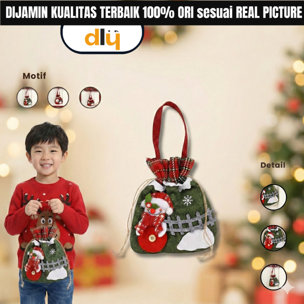 Kantong Kado Tas Serut Snack Christmas Anak Hadiah Santa Hampers Souvenir  Natal