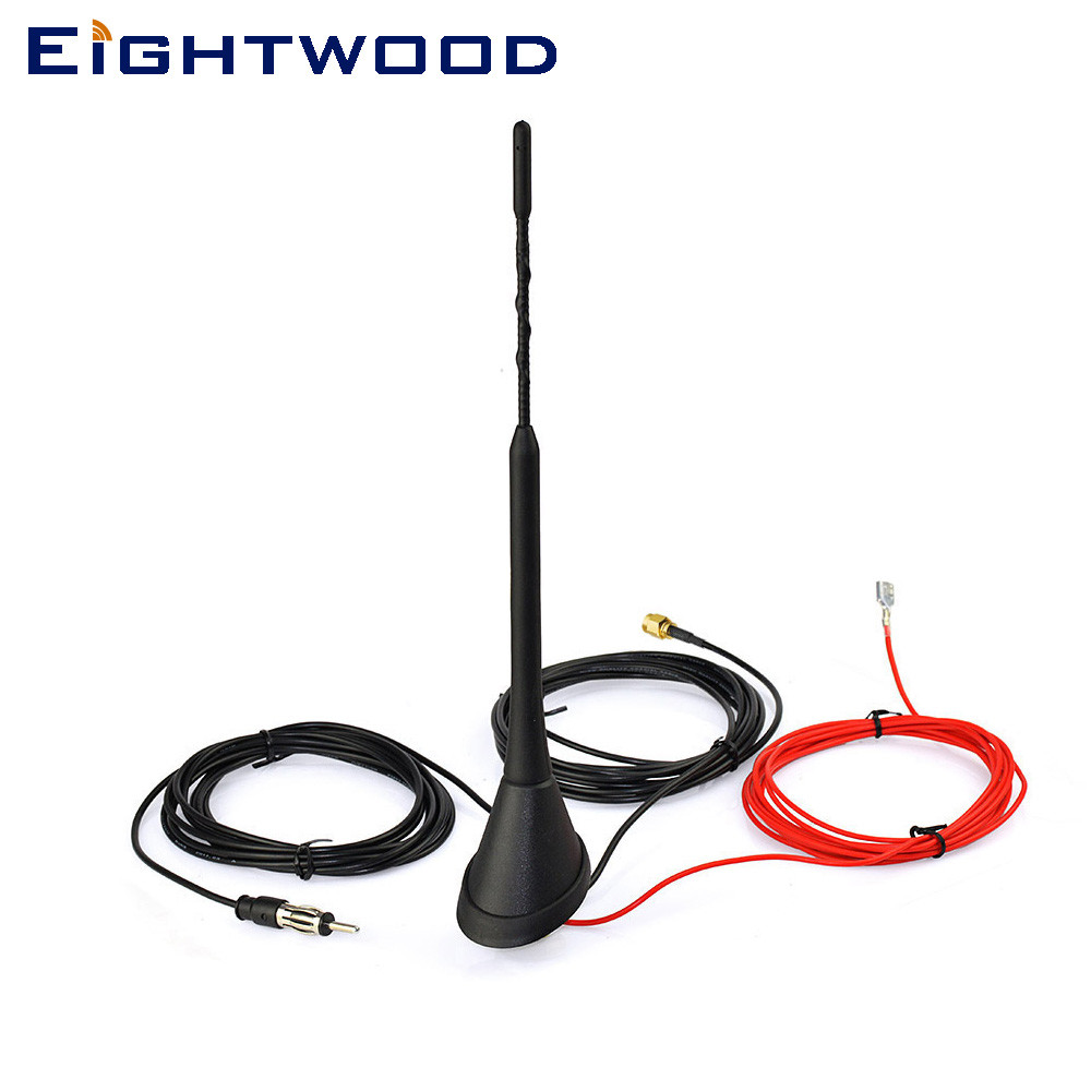 Eightwood Auto DAB Rao Aerial Amplified Roof Mount Rod Antenna AM/FM n SMA Male Connector 5m Cable f