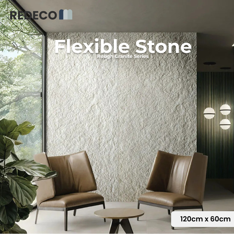 REDECO Rough Granite Flexible Stone | Travertine Wall Panel MCM Soft Porcelain Fleksibel | Panel Din