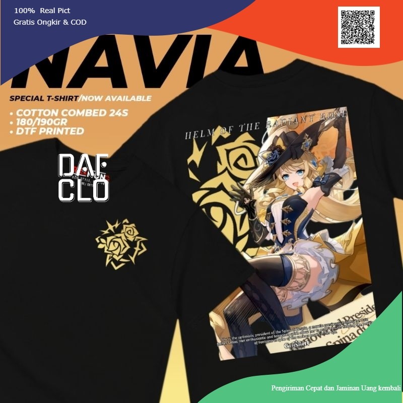 T-Shirt / Kaos Baju Game Navia Genshin Impact d1