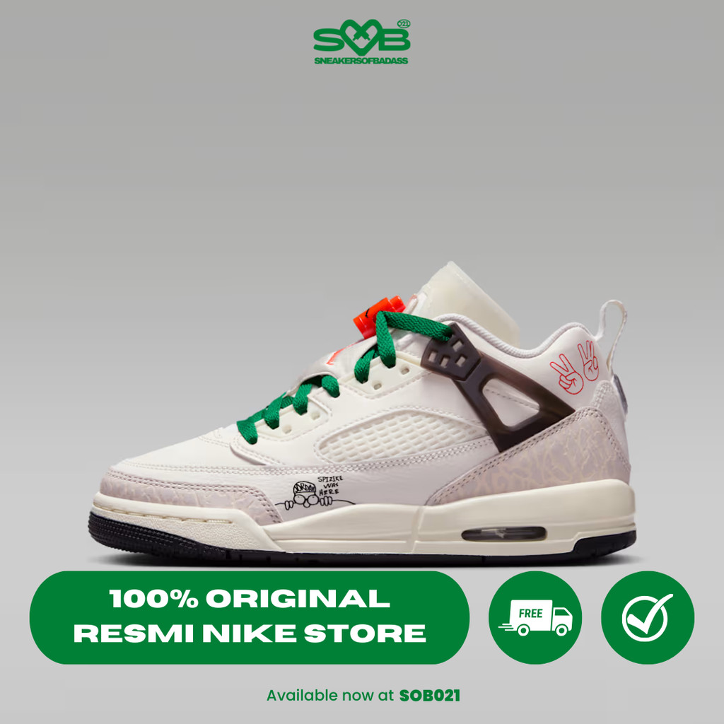 Sepatu Sneakers Nike Jordan Spizike Low Older Kids' Shoes Sail/Black/Pine Green/Orange - HQ1670-183