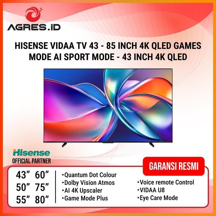 Hisense VIDAA TV 43 Inch 4K QLED | Game Mode | AI Sports Mode | Smart TV