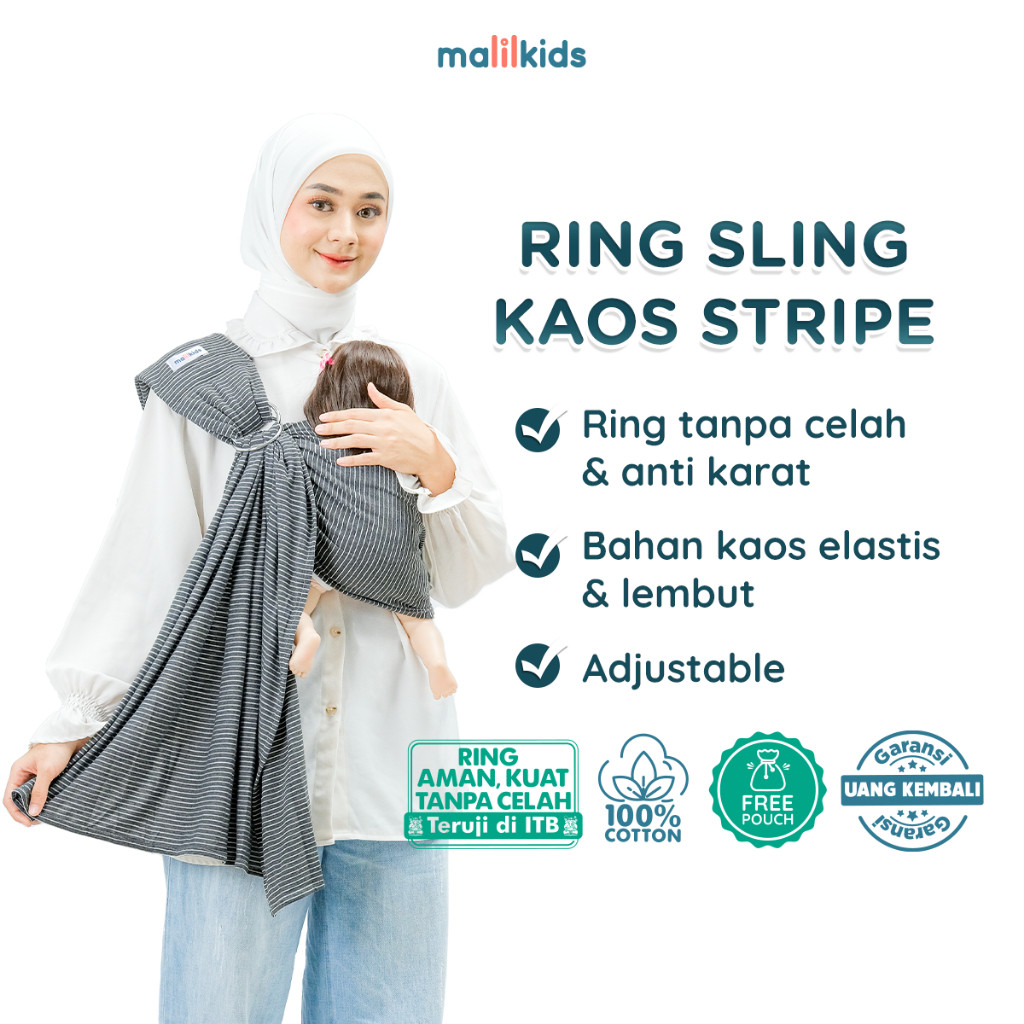 EMONSHOP - Gendongan Bayi Ring Sling Kaos Gasing Stripe