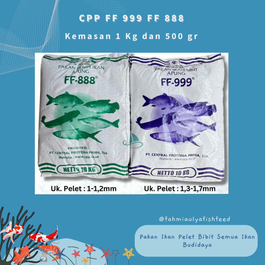 PAKAN IKAN MURAH (KEMASAN 1 KG) FF 999 FF 888 Pakan Ikan Pelet Bibit Semua Ikan Budidaya CPP CP Prim