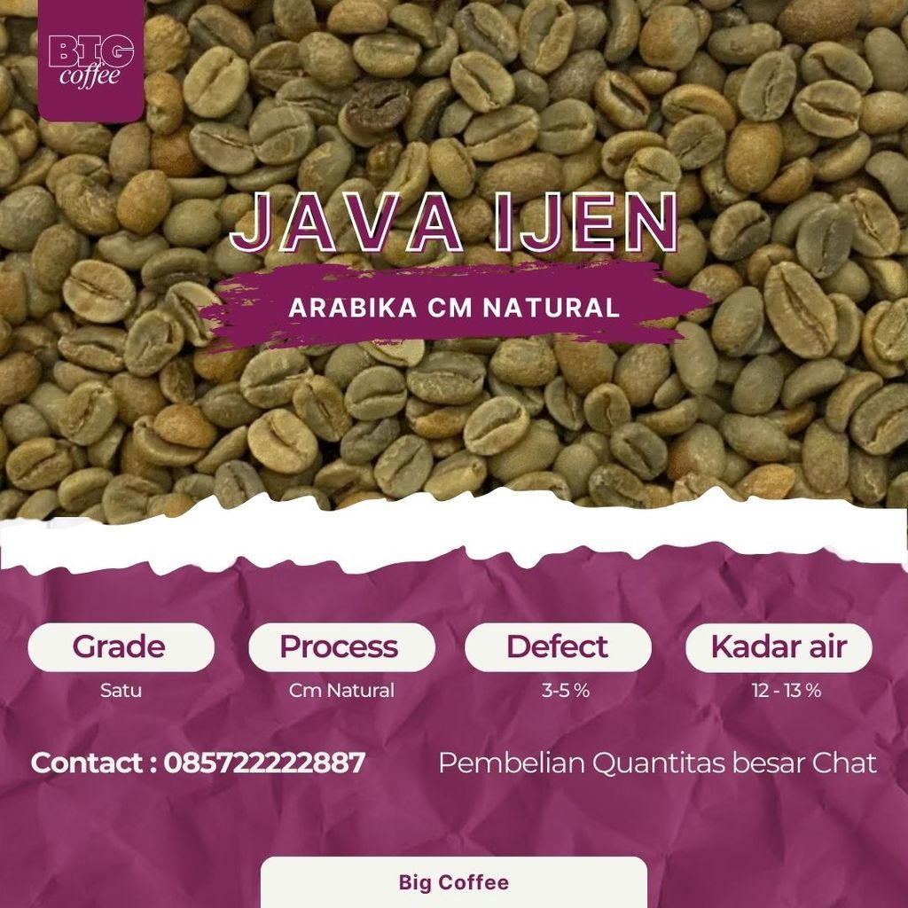 greenbean  biji kopi Arabika Java Ijen - CM Natural - 1kg