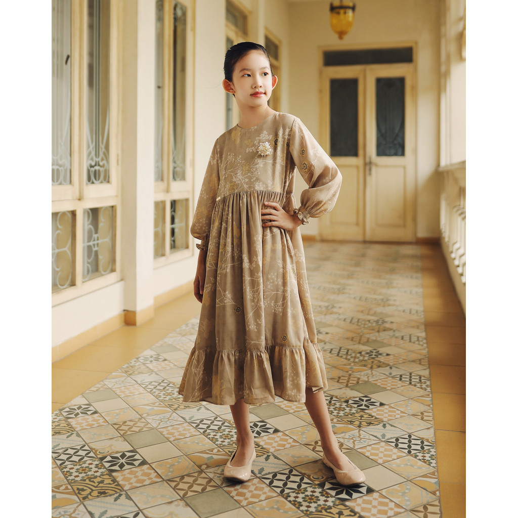 Muda Official Keshwari Dress Anak - Peanut Butter