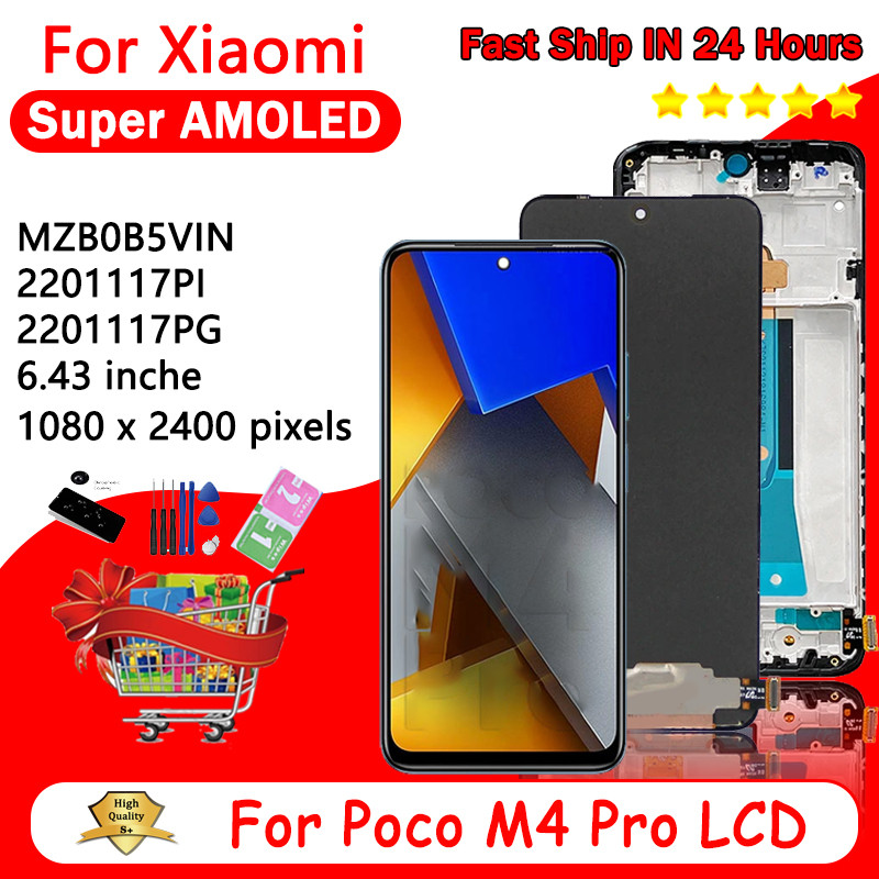 AMOLED LCD For Xiaomi Poco M4 Pro 4G LCD Display Tou Screen Panel For Poco M4 Pro M4Pro 2201117PI 22