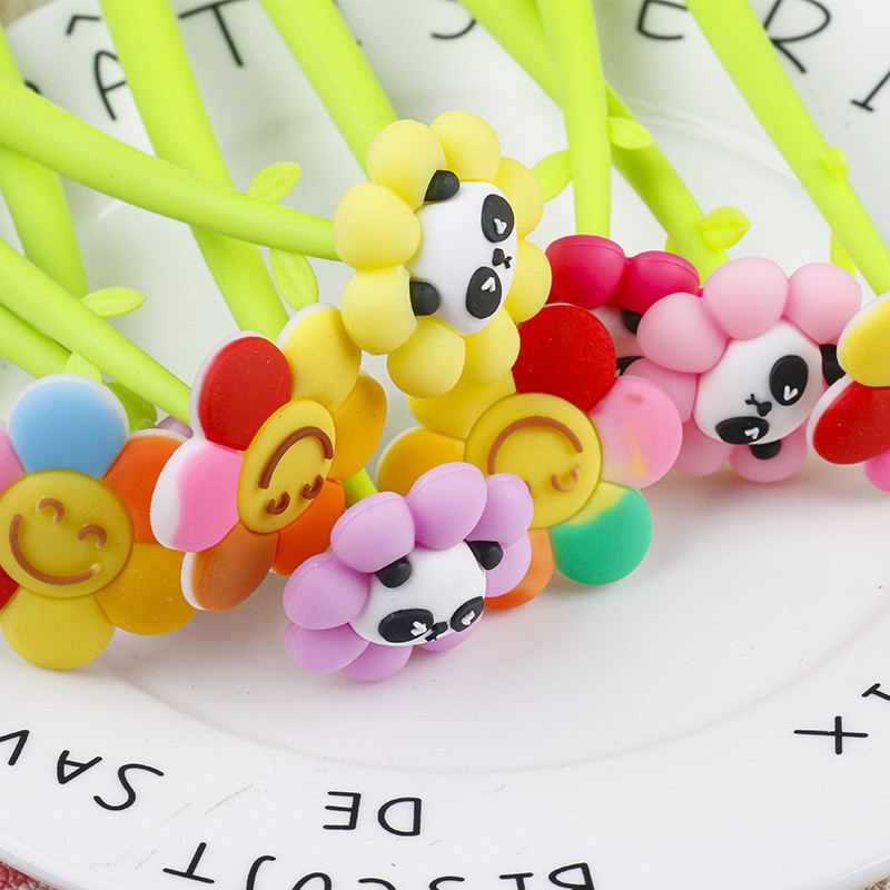 Pulpen Panda Elastis Goyang Lucu/Pulpen Bunga Warna-Warni/Alat Tulis Cute Unik Anak Sekolah Murah