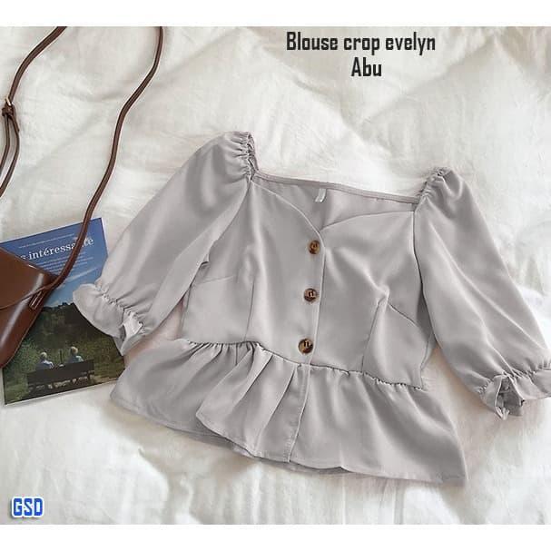 Baju Atasan Wanita/blus model crop-blus crop evelyn - Maroon