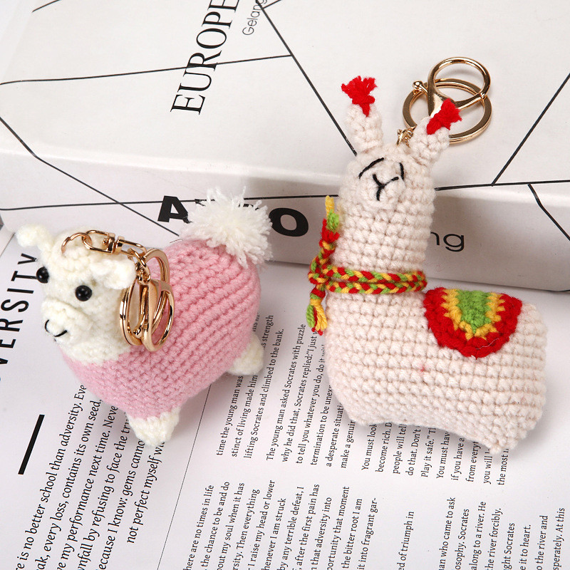 Lovely Alpaca Crochet Pent Cute Knitted Sheep Bag Pent Handwoven Animal Key Ring Gift