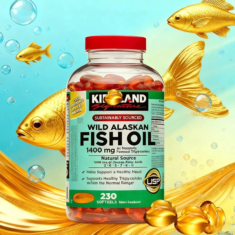EXP：2027 Kirkland Signature Wild Alaskan Fish Oil 1400 mg 230 Softgels