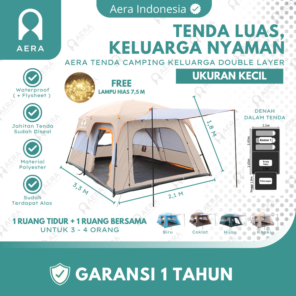 TENDA CAMPING KELUARGA 2 RUANG | TENDA CAMPING OUTDOOR 3 - 4 ORANG | TENDA 2 RUANG | TENDA KELUARGA 