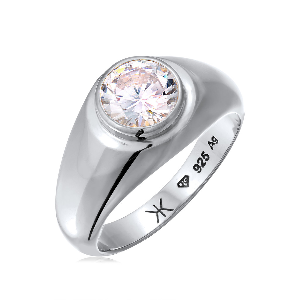 KUZZOI Cincin Perhiasan Perak 925 Pria Cubic Zirconia