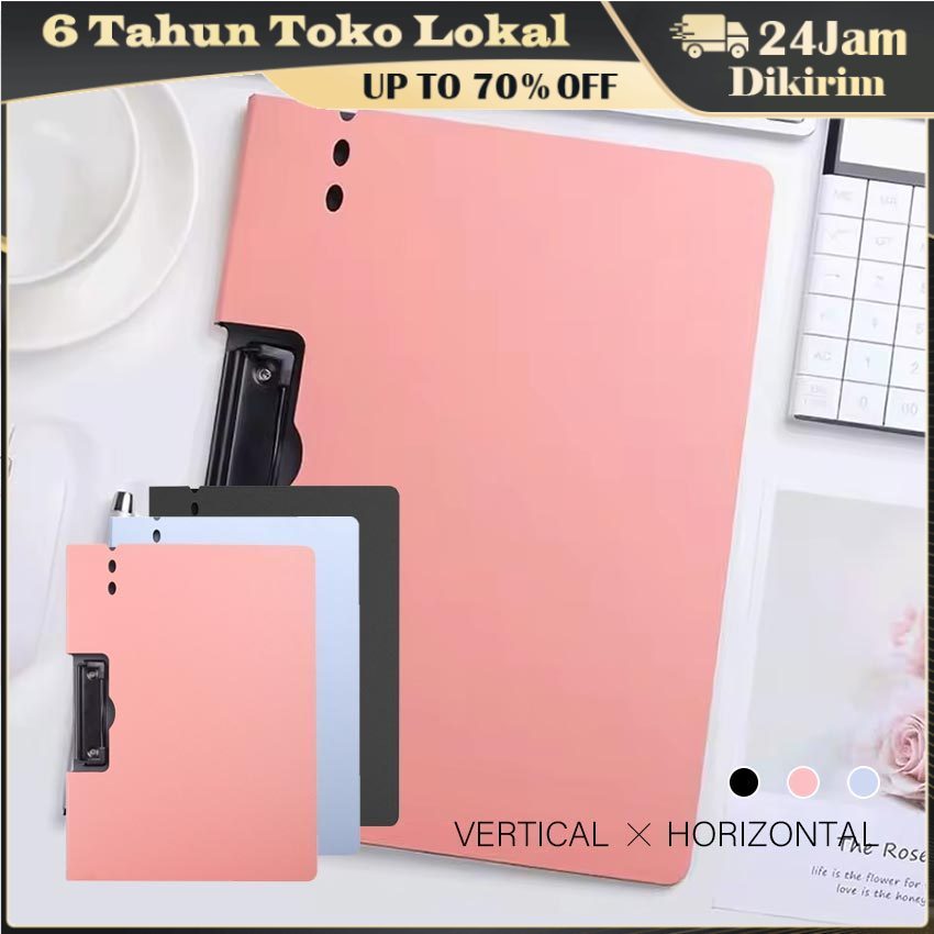 Map Jepit Dokumen A4 Lipat / Clipboard File Folder Horisontal / Perlengkapan Kantor & Sekolah Prakti