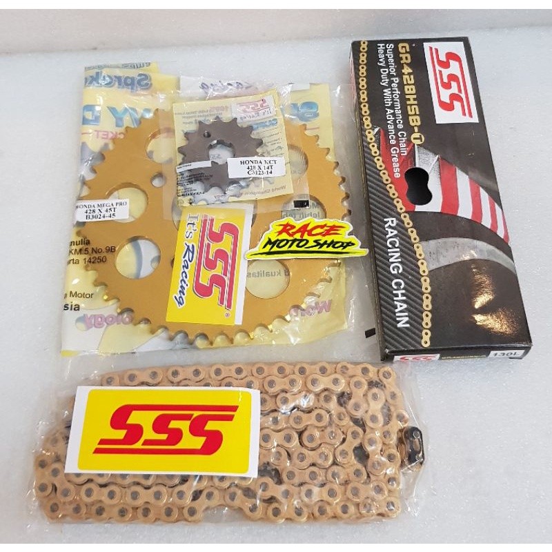 GEAR SET/GEAR KOMPLIT CB150R TIPE 428(GEAR D/B ORIGINAL SSS DAN RANTE SSS)