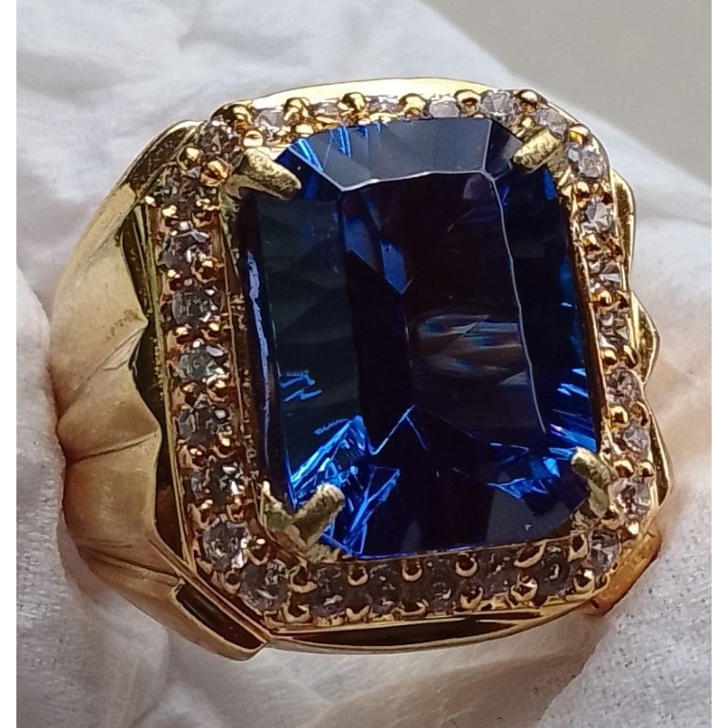 Cincin Batu Royal Blue Safir London Sufer Mewah Original