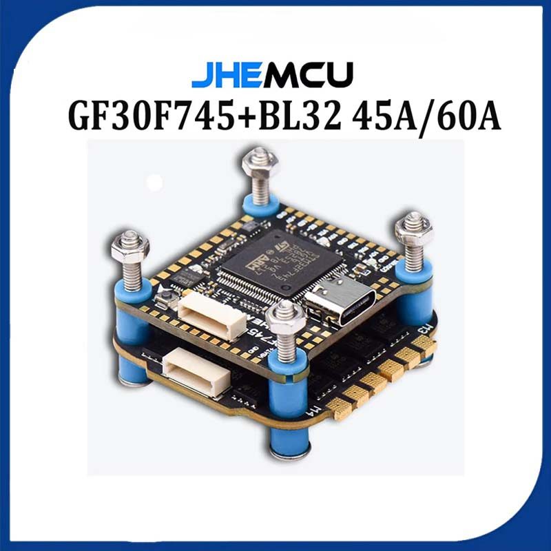 JHEMCU GF30F745 Flight Controller Stack with ICM BLHELI_32 45A/60A 4in1 ESC 3-6S 30X30mm for RC FPV 