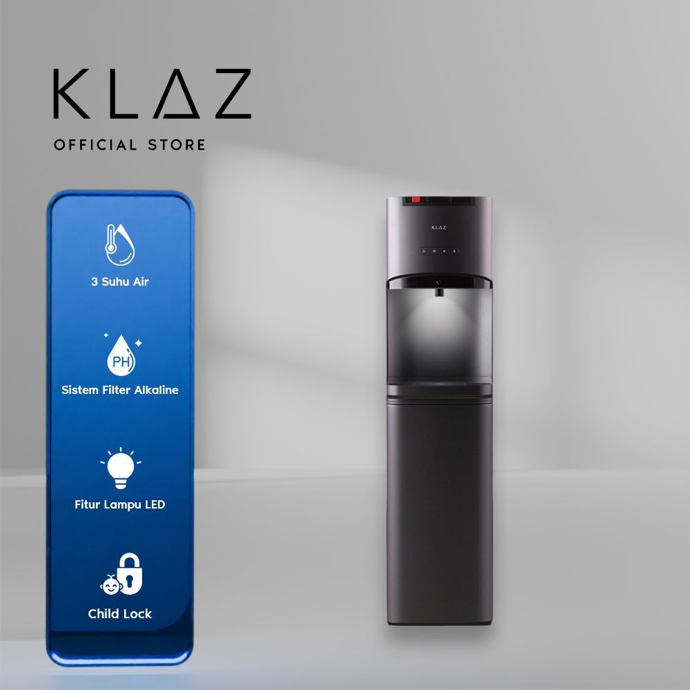 Klaz Dispenser Air Bottom Loading Compressor Alkaline - Hitam Water Dispenser Galon Bawah Dispenser 