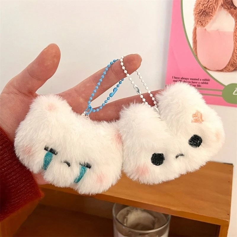 COD Gantungan Kunci Boneka Bulu Lembut Lucu Kucing Menangis Kelinci Marah Aksesoris Tas Hadiah Ultah
