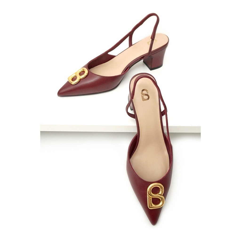 Buttonscarves Kylie Mid Heel Shoes - Bordeaux