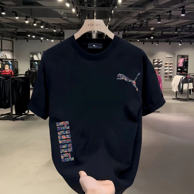 PUMA Kaos Hitam Lengan Pendek Couple Unisex Oversize Cotton Heavyweight - 100% Original Pria Wanita 