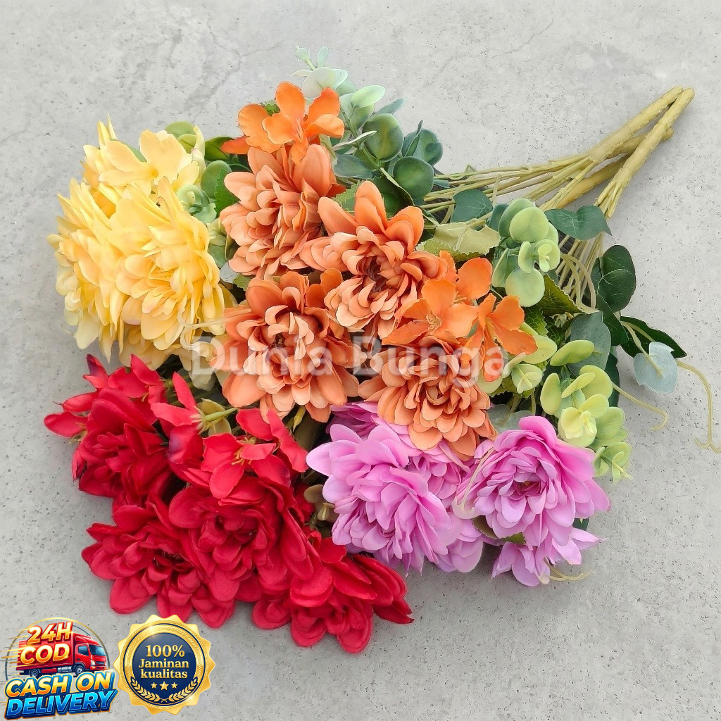 COD Bunga Artificial Dahlia Warna Cantik, Bunga Hias Meja Untuk Dekor Rumah, Pernikahan Dan Pesta