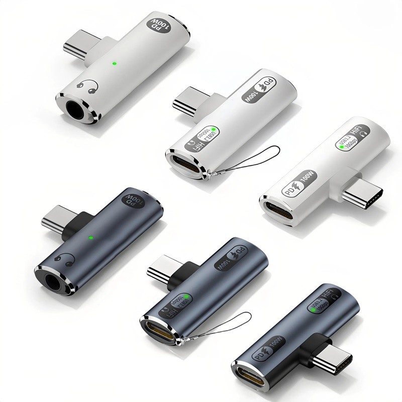 2IN1 USB Type C Adapter PD100W Fast arging 10Gbps OTG USB-C 3.5MM Earphone Converter for MacBook Pho