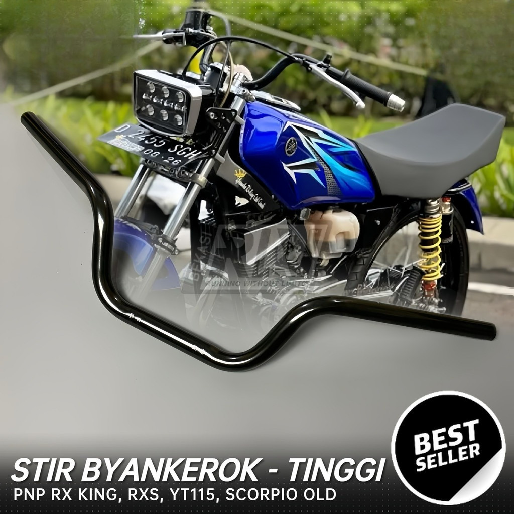 STANG STIR TINGGI RX KING RXKING HITAM BANDUNG STYLE BYANKEROK - STANG PEGANGAN MOTOR - STANG MJB RX