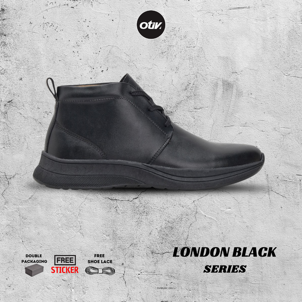 Otiv London Black | Sepatu Boots Kulit Pria