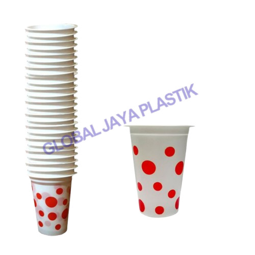 Gelas Plastik Bola Bola 200 ml / Gelas Polkadot 200 ml