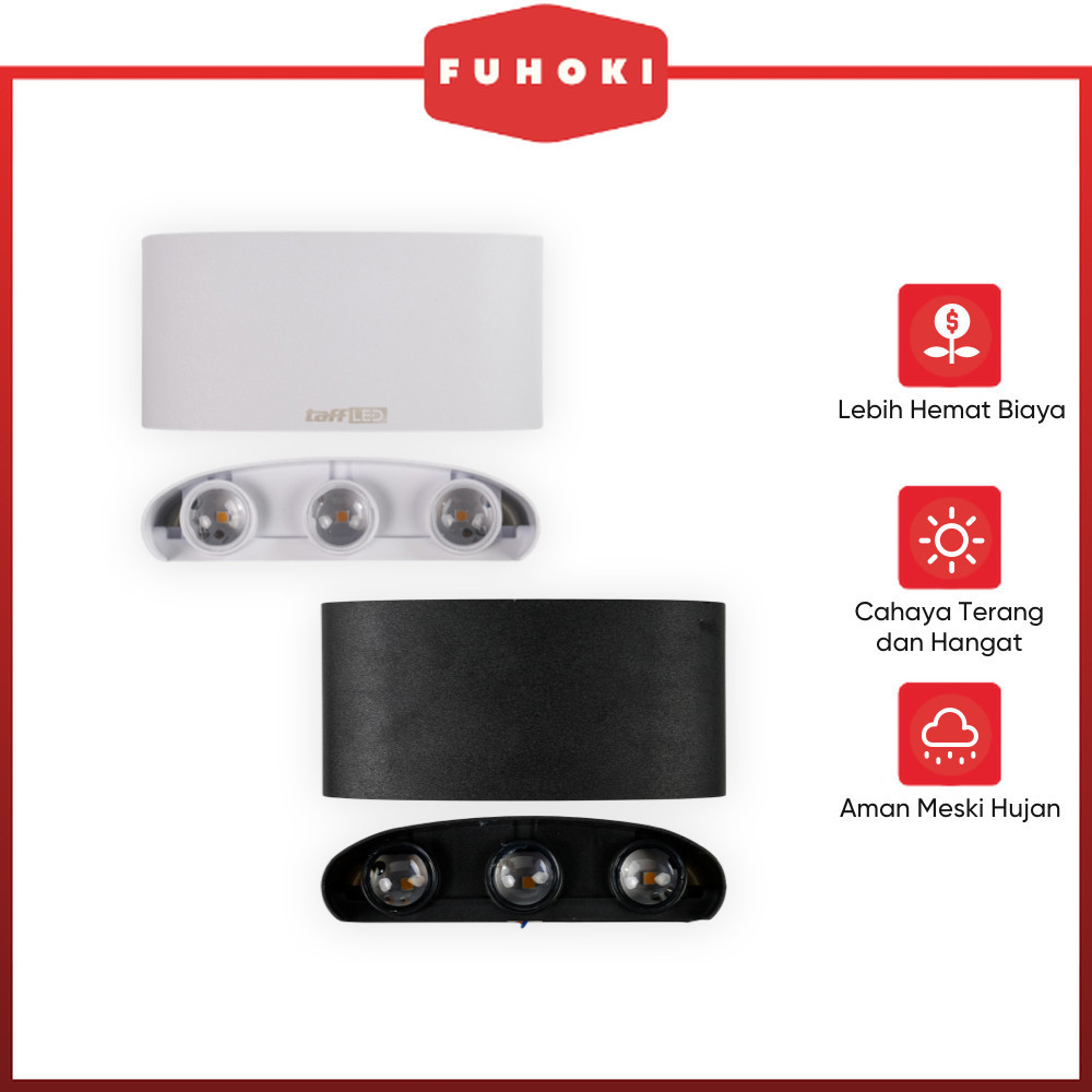 TAFFLED Lampu Dinding LED Indoor Plastic Body 6 LED Warm White 6W - 6T