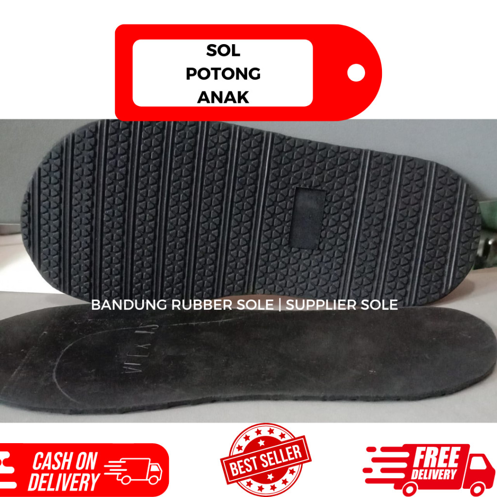 Outsole Karet Alex 12 Hitam Alas Sandal Puyuh Anak Rumahan Tanggung