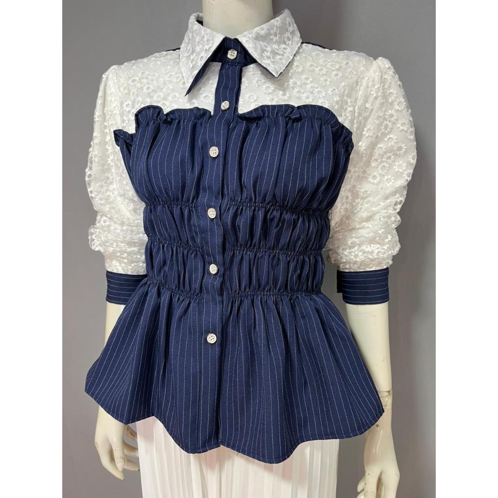 AANTOI SELLER TAMILA SMOCK BLOUSE KOREA ATASAN KANCING BAJU WANITA