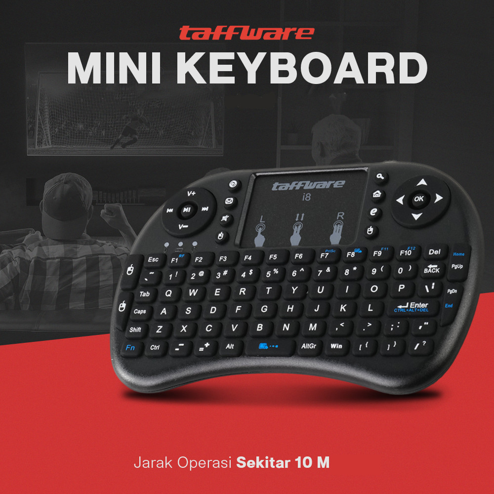 Taffware Keyboard Wireless Mini 2.4GHz with Touchpad Air Mouse - i8 - OMKY0RBK