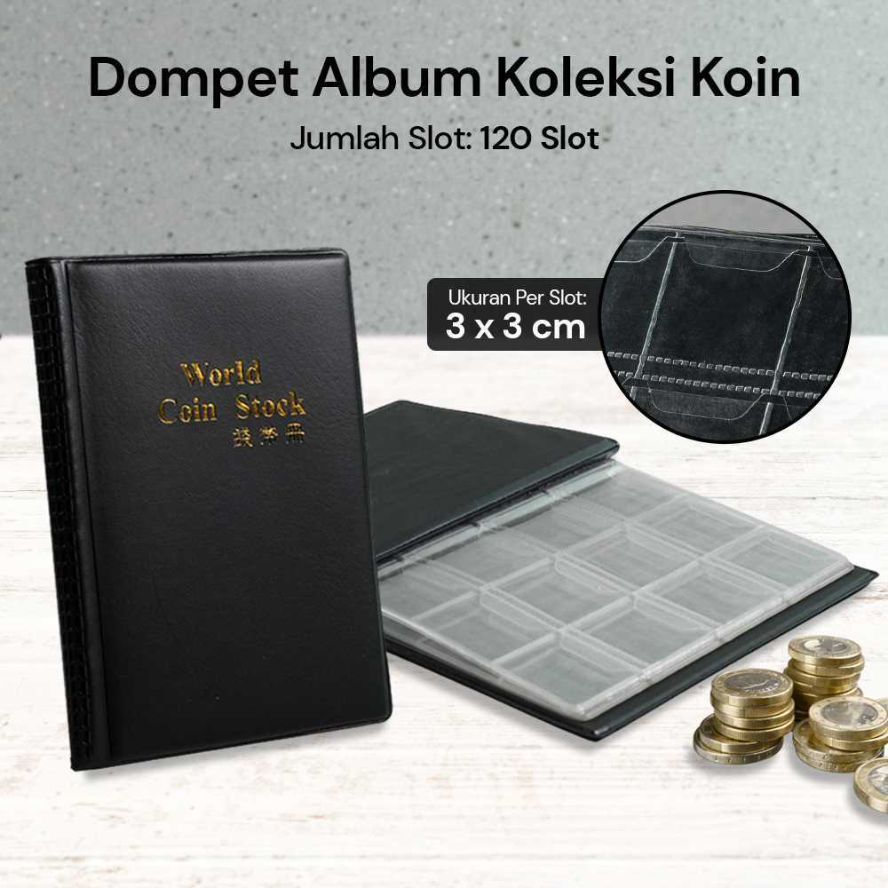 COD Dompet Buku Album Koin 120 Slot Organizer Koleksi Koin Kuno Medali Dan Badge Coin Album Holder P