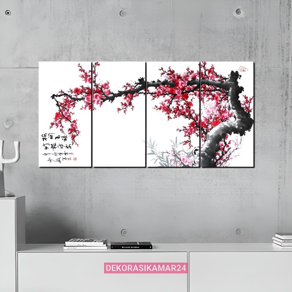 Hiasan dinding kamar aesthetic Poster bunga sakura Pajangan Wall decor