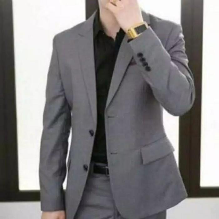 PROMO  jas pria / blazer pria / jas formal / warna abu - Abu-abu, S - Abu-abu, S