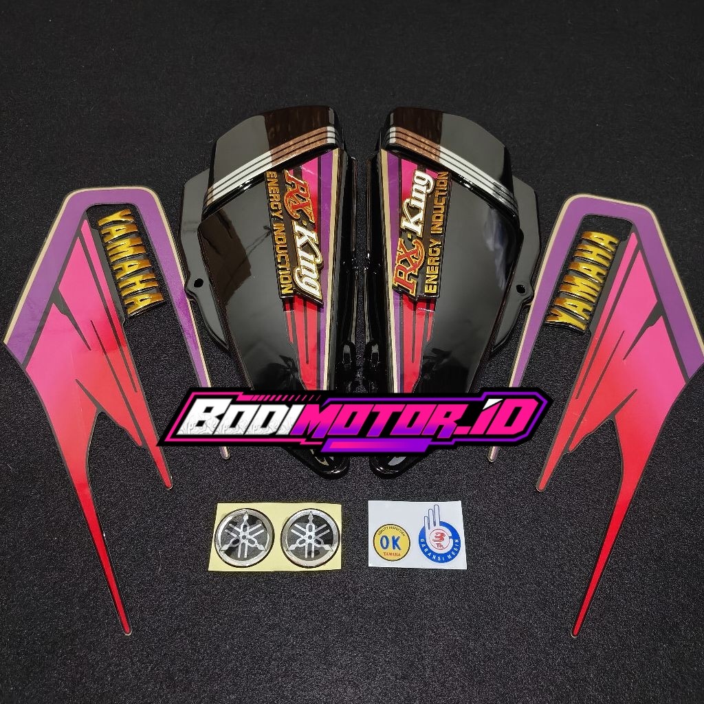 Striping yamaha rx king 1995 warna merah / box aki rx king warna hitam glossy set emblem atom / stik